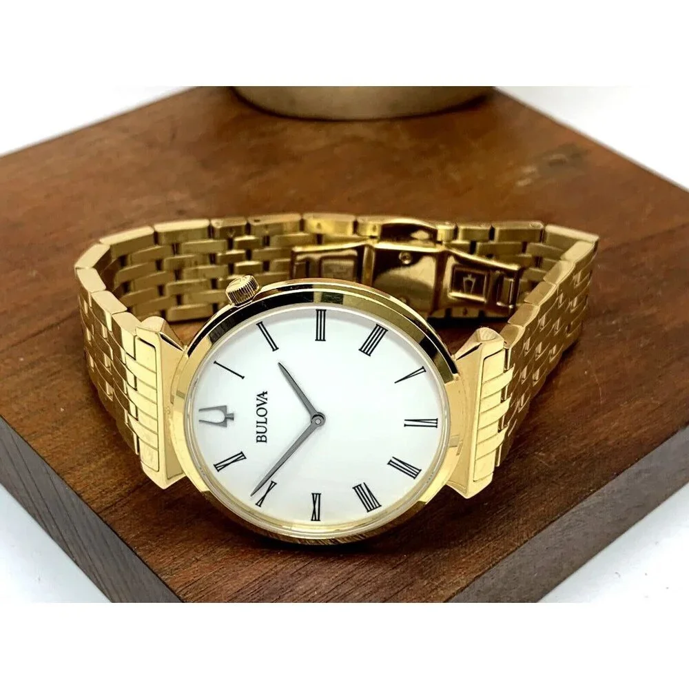 Bulova Men's Watch 97A153 Regatta Quartz White Dial Gold Stainless Steel 38mm